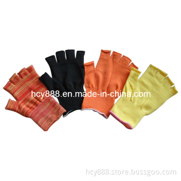 Gauge Bleached Nylon Knitted Gloves, Fingerless,